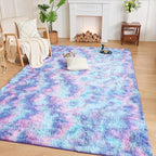 Andency 8x10 Area Rugs for Living Room, Non-Slip Fluffy Soft Large Shag Bedroom Carpet, Tie-Dyed Unicorn Rainbow Big Indoor Thick Nursery Rug for Kids Dorm Home Decor Aesthetic