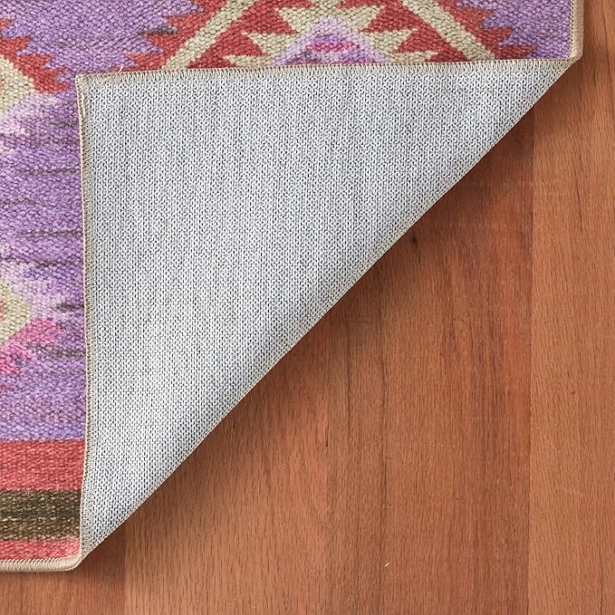 Dash & Albert Rhapsody Spice Machine Washable Rug, Runner-2.5 X 8 Feet, Red/Purple Graphic Pattern - Premium Luxury Hotel Quality Soft Breathable Hypoallergenic Machine Washable Easy Care All