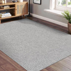 Beverly Rug Easy Jute Gray Rug 5x7 Solid Washable Durable Outdoor Indoor Area Rugs for Living Dining Room Patio Office Stain Resistant Non Shedding Casual Indoor Outside Carpet (5 x 7 Gray)