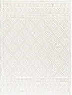 Hauteloom Tilos Moroccan Farmhouse Living Room Bedroom Nursery Shag Area Rug - Shaggy Carpet - Trellis Pattern - High Plush Pile - Cream, Pink, Beige - 5'3" x 7'