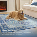 Bedsure 8x10 Area Rugs for Living Room, Machine Washable Rugs, Non-Slip Backing, Non-Shedding, Vintage Low Pile Easy Care Throw Carpet for Bedroom Dining Room, Taupe