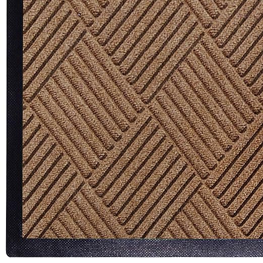WaterHog Diamond | Commercial-Grade Entrance Mat with Rubber Border – Indoor/Outdoor, Quick Drying, Stain Resistant Door Mat (Medium Brown, 3' x 10')
