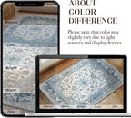 XWZO Runner Rug 2x10ft for Long Hallways, Washable Non-Slip Low Pile Area Rug with Rubber Backing, Spill Resistant Soft Vintage Floor Carpet for Kitchen Entryway Stair Landing Living Room, Blue