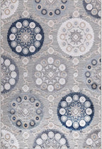 CAMILSON Indoor Outdoor Rug 5x7 Bohemian Medallion Floral Area Rugs for Indoor and Outdoor Patios Easy-Cleaning Non-Shedding Living Room Garden and Kitchen Washable Outside Carpet (5 x 7 / Blue)