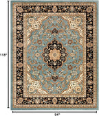 Well Woven Barclay Collection Medallion Kashan Light Blue 8x10 Area Rug - for Living Room, Bedroom, and Dining Room