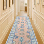 Fame Living Modern Oushak Runner Rug, Runners, Vintage, Turkish, Eclectic, Floral, Pastel, Washable, Runner for Hallway, Kitchen, Bedroom, Bathroom, 2'5"x9'8"