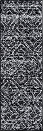 SAFAVIEH Adirondack Collection Runner Rug - 2'6" x 10', Black & Ivory, Modern Diamond Distressed Design, Non-Shedding & Easy Care, Ideal for High Traffic Areas in Living Room, Bedroom (ADR131A)