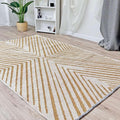 Alfa Rich 7x10 Geometric Gold Off White Washable Area Rugs for Living Room Bedroom Cotton Rug