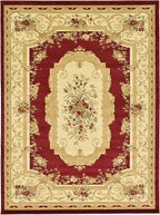 Unique Loom Versailles Collection Traditional Classic Floral Motif Area Rug (9' 0 x 12' 0 Rectangular, Burgundy/ Ivory)