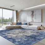 GENIMO Washable Area Rugs for Living Room, 9x12 Modern Non Slip Rugs, Low Pile Lightweight Soft Print Rug for Bedroom, Dining Room, Home Office, Washed Blue&Gray