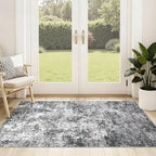 Area Rug Living Room Rugs - 3x5 Large Soft Indoor Neutral Modern Abstract Low Pile Washable Rug Carpet for Bedroom Dining Room Farmhouse Home Office - Grey