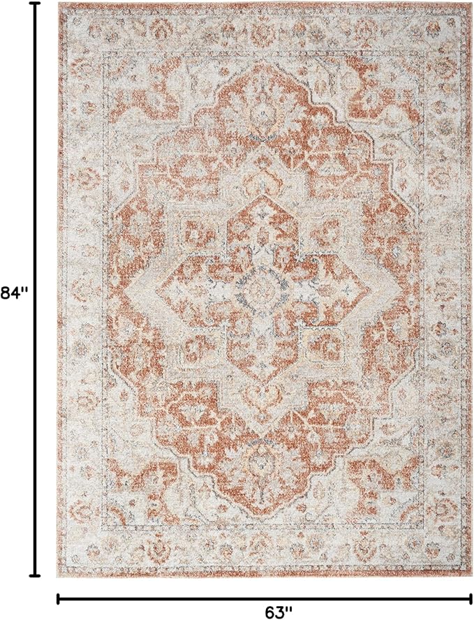 Nourison Home Astra Machine Washable Gold Multicolor 5'3" x 7' Area Rug - Easy Clean, Non Shedding, Bed Room, Living Room, Dining Room, Kitchen (5' x 7')