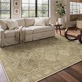 Bavni 6x9 Area Rugs for Living Room, Machine Washable Rug Non Slip, Vintage Chenille Distressed Print Carpet, Large Low Pile Ultra-Thin Lightweight Rugs for Bedroom, Dining Room, Office, Nut Brown