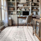 Rugshop Geometric Boho Area Rug – Gray Tribal Pattern, Perfect for Living Room, Bedroom, Dining Room, 6'6" x 9'