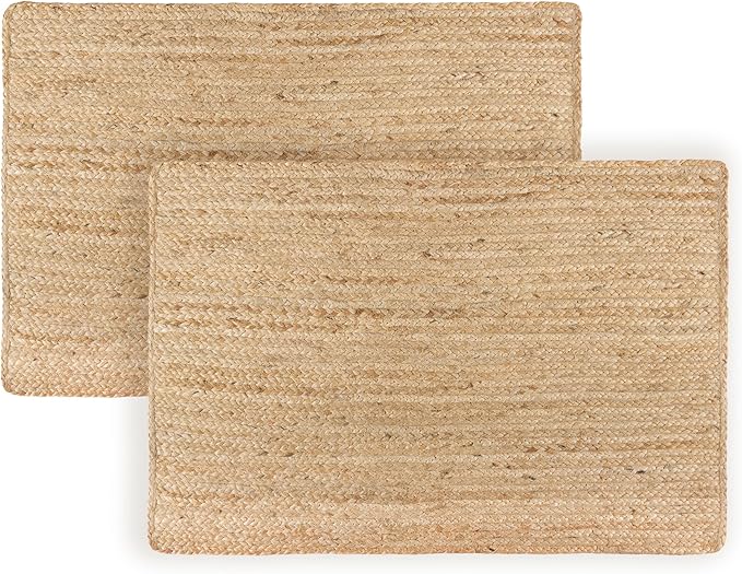 REDEARTH · Rectangular Area Rug - 2'x3' Braided Natural Jute - Artisan Made Boho Jute Rugs for Bedroom - Kitchen - Living Room - Farmhouse - Aesthetic Home Decor- Handmade Vintage Décor, Set of 2