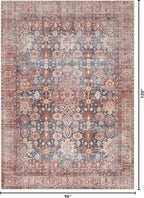 Kuden 8x10 Large Area Rug, Machine Washable Area Rug with Non-Slip Backing, Vintage Style, Soft, Easy Clean, Low Pile Rug for Living Room, Bedroom, Dining Room