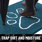 Smiry Dog Door Mat for Muddy Paws, Absorbent Dirt Trapper Non Slip Quick Dry Washable Chenille Mat for Mud Dogs, Entry Rug for Indoor and Outdoor (40x32 Inches, Atlantic Blue and White)