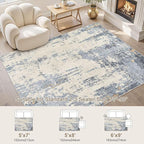 5x7 Area Rug Living Room Rugs - Washable Neutral Modern Abstract Soft Thin Rug Indoor Floor No Slip Rug Carpet for Bedroom Under Dining Table Home Office Decor - Blue/Light Brown