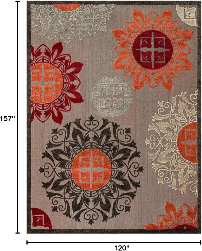 Unique Loom Outdoor Modern Collection Area Rug - Chicago (10' x 13' 1" Rectangle Brown/Orange)