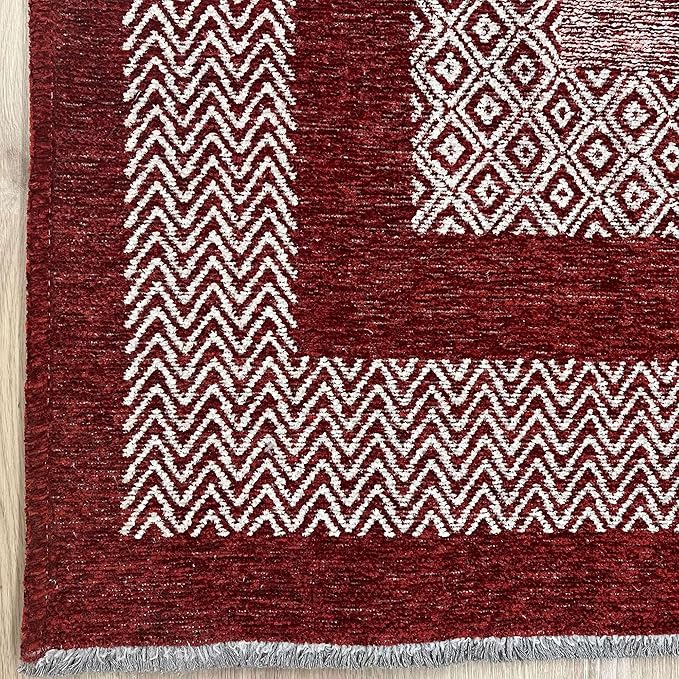 Alfa Rich 4x6 Red Burgundy Washable Area Rugs for Living Room Bedroom Kitchen Cotton Rug