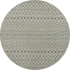 Unique Loom Outdoor Trellis Collection Area Rug - Tribal Trellis (13' Round, Light Blue/ Ivory)