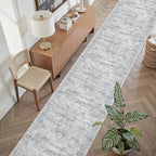 Runner Rug 2'6" x 12' Washable Non-Slip Runner Rugs for Kitchen Bathroom Laundry Room Vintage Ultra Thin Runners for Hallway Entryway Grey