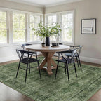 5x7 Green Washable Rug for Living Room Large Vintage Distressed Bedroom Rug Low Pile Non-Slip Soft Boho Carpets for Bedroom Dining Room Home Office Indoor Nursery