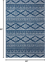 SAFAVIEH Tulum Collection Area Rug - 5'3" x 7'6", Navy & Ivory, Moroccan Boho Tribal Design, Non-Shedding & Easy to Clean, Ideal for Living Room, Bedroom, Dining Space (TUL272N)