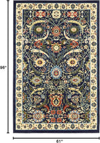 Unique Loom Espahan Collection Area Rug - Cape Cod (5' 1" x 8' Rectangle, Navy Blue/ Black)