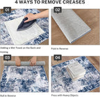 Modern Abstract Runner Rug 2x5, Grey Navy Blue Multi Washable Kitchen Runner Entryway Rug Mat Non-Slip Soft Hallway Rug Runner Thin Print Faux Wool Carpet for Bedroom Laundry Room Indoor