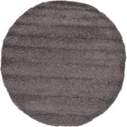 Unique Loom Solid Shag Collection Area Rug (6' 1" Round, Graphite Gray)