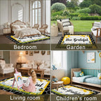 Bee Grateful Rug for Living Room 5x7, Low Pile Non-Slip Backing, Machine Washable Easy Fold Rug for Home, Office, Dorm Room