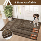 COSY HOMEER Non-Slip Door Mat 32"x48", Entryway Rugs Low Profile Absorbent Dirt Trapper Doormat for Front Entrance, Washable Polypropylene Entry Mat (Brown)