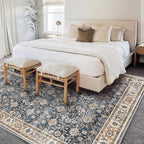 Area Rug 5'x7' Washable Rug Vintage Traditional Floor Cover Thin Retro Kitchen Indoor Distressed Non Slip Carpet for Living Room Bedroom Dining Room