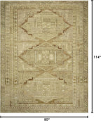 Loloi Magnolia Home by Joanna Gaines Sinclair Collection SIN-02 Khaki/Tobacco 7'-6" x 9'-6", .25" Pile Height, Machine Washable, Area Rug