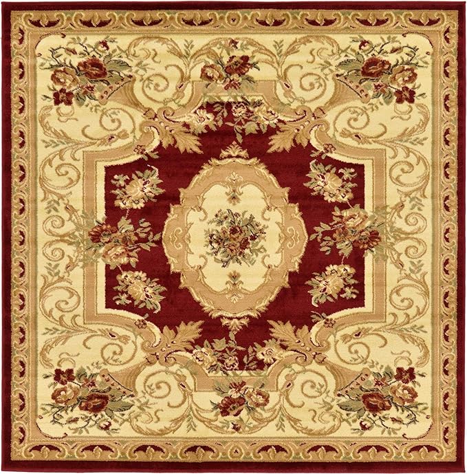 Unique Loom Versailles Collection Area Rug - Henry (6' 1" Square Red/Brown)