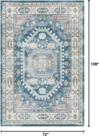 vivorug 6x9 Area Rug, Ultra-Soft Washable Rug for Living Room, Dinner Room, Bedroom, Non-Slip Vintage Medallion Rug, Indoor Carpet Large Area Rug, Blue
