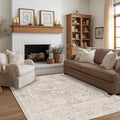 FMFUNCTEX 5x7 Washable Area Rug Neutral Vintage Beige Distressed Non Slip Low Pile Traditional Indoor Carpet for Living Room Bedroom Soft Retro Mat Throw Rug for Dining Office Kitchen Dorm Entryway