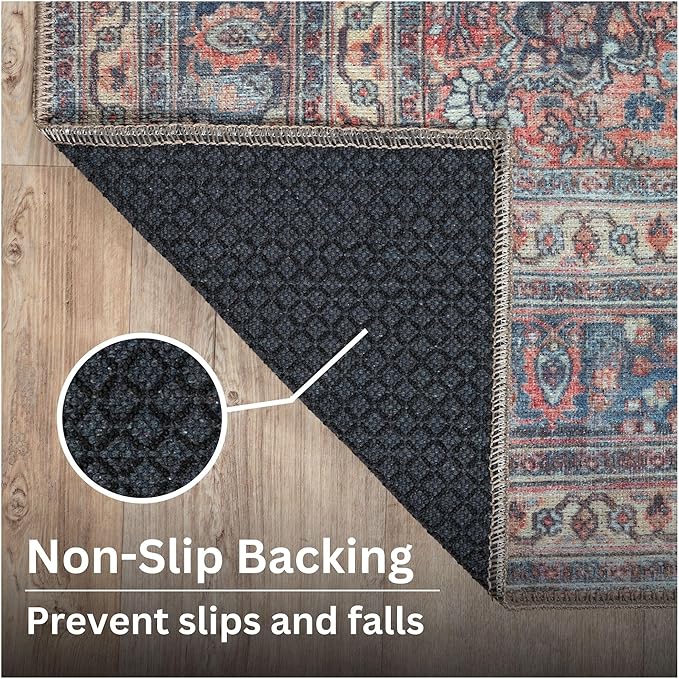 Bloom Rugs Washable Non-Slip 9' x 12' Rug - Multicolor Traditional Medallion Area Rug for Living Room, Bedroom, Dining Room, and Kitchen - Exact Size: 9' x 12'