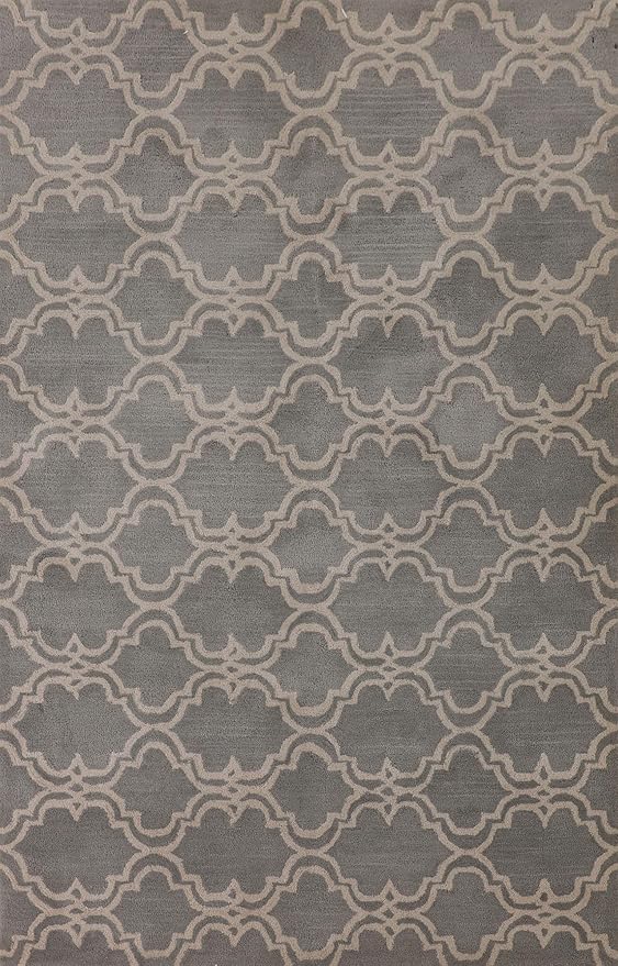 Modern Collection 5 x 8 Trellis Area Rug, All-Over/Geometric Wool Carpet for Home Décor, Living Room, Dining Room, and Bedroom