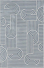 Annabel Modern Geometric Area Rug for Living Room, 4x6 Contemporary Arched and Linear Blue Rug, High-Low Pile Stain Resistant Carpet for Bedroom, Dining Room or Kitchen (4' x 6', Blue)