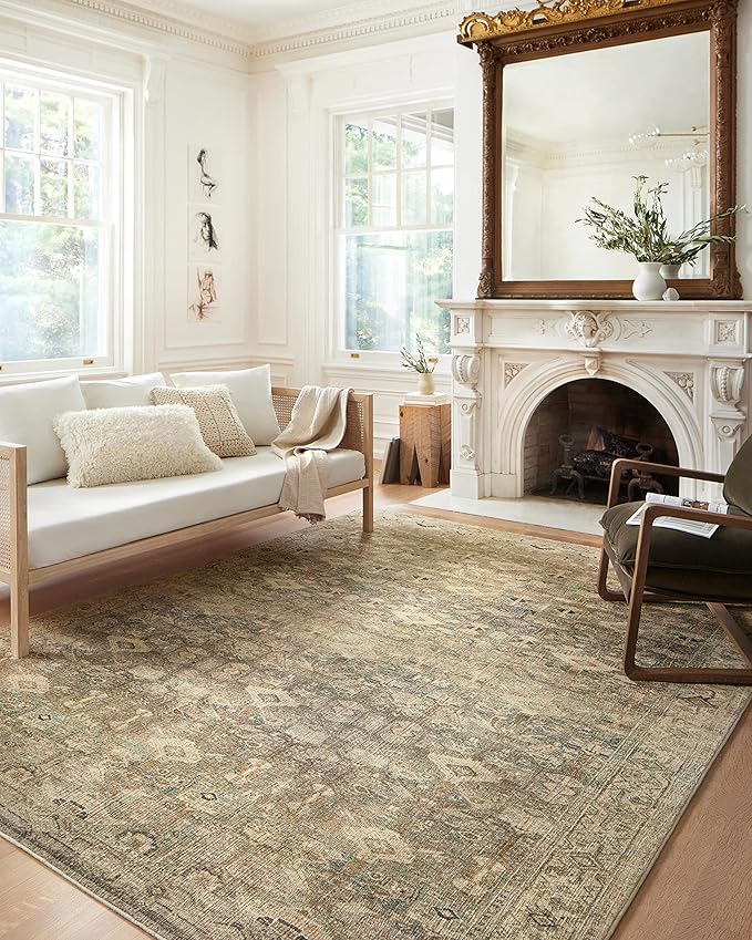 Loloi Margot Collection MAT-04 Antique/Sage 2'-6" x 7'-6" Runner Rug feat. CloudPile, No-Shed Easy Clean Large Patterned Area Rug for Living Room, Bedroom, Dining Area