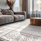 Rugshop Geometric Boho Area Rug – Gray Tribal Pattern, Perfect for Living Room, Bedroom, Dining Room, 6'6" x 9'
