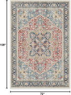 RUGGABLE Washable Vintage Area Rug – Kamran Cayenne Red 6x9, Stain-Resistant, Non-Slip – Medium Machine Washable Rugs for Living Room, Bedroom, Hallway, Entryway & Office–with Cushioned Pad