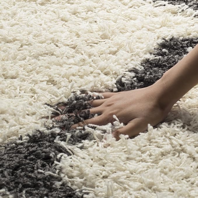 SAFAVIEH Dallas Shag Collection Runner Rug - 2'3" x 12', Ivory & Dark Grey, Trellis Design, Non-Shedding & Easy Care, 1.5-inch Thick Ideal for High Traffic Areas in Living Room, Bedroom (SGD257H)