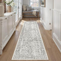 Black Runner Rug 2x8 Hallway Machine Washable Kitchen Vintage Distressed Non Slip Long Carpet Indoor Retro Floral Bedroom Accent Throw Rug for Bathroom Office Laundry Dining Room