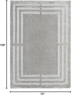 Town & Country Everyday Cloud Shag Plush Border Area Rug with High-Low Pile, Grey, 6'6"x9'6"