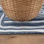 CAMILSON Indoor Outdoor Rug, Navy Blue 8x10 Geometric Arch Striped Area Rugs for Patio and Home Areas, Easy-Cleaning Non-Shedding Living Room, Garden and Deck Washable Outside Carpet (8 x 10)