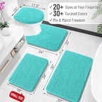 OLANLY Bathroom Rugs 24x16, Extra Soft Absorbent Chenille Bath Rugs, Rubber Backing Quick Dry, Machine Washable Bath Mats for Bathroom Floor, Tub and Shower, Home Decor Accessories, Teal