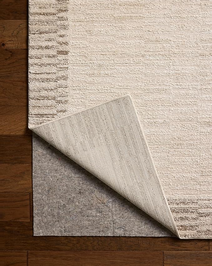 Loloi Chris Loves Julia Calvin Collection CLV-04 Ivory/Pebble 7'-10" x 7'-10" Round Area Rug Checkered Neutral Soft Living Room Bedroom Carpet